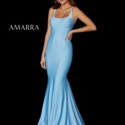 Backless Dresses Amarra 87243 Long Fitted Jersey Backless Corset Prom Dress Formal Gown Jersey