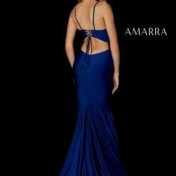 Amarra 87244 Long Fitted Jersey Prom Dress Cutout Back Formal Gown Dance Corset Dresses