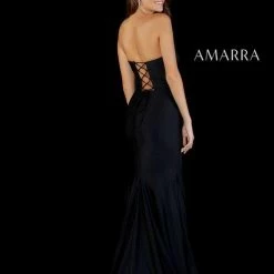 Amarra 87246 Long Strapless Fitted Jersey Prom Dress Corset Back Evening Gown
