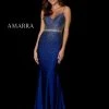 Amarra 87271 Long Fitted Prom Dress Pageant Gown Jersey Crystal Backless V Neck
