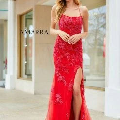 Backless Dresses Amarra 87272 Long Fitted Sequin Floral Lace Prom Dress Slit Backless Corset Formal Gown 9 Backless Dresses Amarra 87272 Long Fitted Sequin Floral Lace Prom Dress Slit Backless Corset Formal Gown