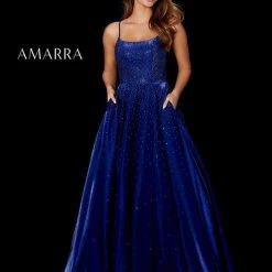 Amarra 87278 Satin Rhinestone Ball Gown Prom Dress Corset Back Formal Gown Ballgown Dresses