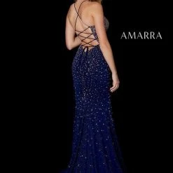 Amarra 87279 Long Fitted Shimmer Prom Dress Backless Corset Formal Gown