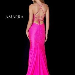 Amarra 87284 Long Fitted Jersey Prom Dress Backless Corset Crystal Embellished