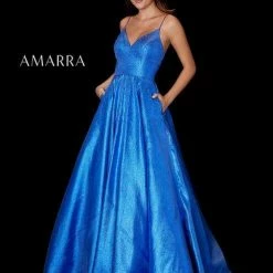 Amarra 87291 Long Shimmer A Line Prom Dress Corset Back Pockets Formal Ball Gown Ballgown Dresses