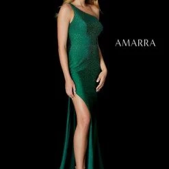 Amarra 87297 Long Fitted One Shoulder Prom Dress Slit Skirt Formal Embellished Gown