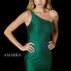 Amarra 87297 Long Fitted One Shoulder Prom Dress Slit Skirt Formal Embellished Gown