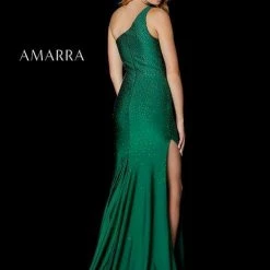 Amarra 87297 Long Fitted One Shoulder Prom Dress Slit Skirt Formal Embellished Gown