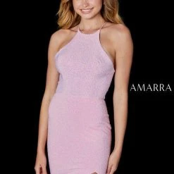 Backless Dresses Amarra 87316 Long Halter Crystal Studded Shimmer Prom Dress Backless Pageant Gown