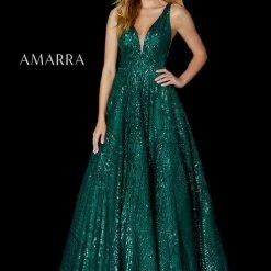 Amarra 87328 Sequin A Line Ball Gown Prom Dress Pockets Sheer Formal Ballgown Dresses