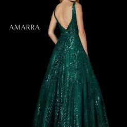 Amarra 87328 Sequin A Line Ball Gown Prom Dress Pockets Sheer Formal Ballgown Dresses