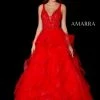 Amarra 87334 Long Layer Ruffle A Line Ball Gown Prom Dress Sequin Pageant Ballgown Dresses