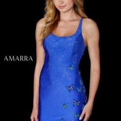 Amarra 87341 Long Fitted Rhinestone Butterfly Prom Dress Slit Backless Corset Gown Backless Dresses