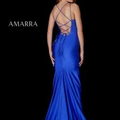 Amarra 87341 Long Fitted Rhinestone Butterfly Prom Dress Slit Backless Corset Gown Backless Dresses