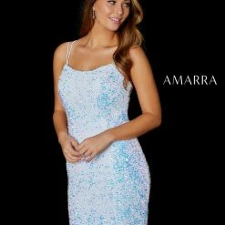 Amarra 87410 Long Fitted Sequin Scoop Neckline Prom Pageant Dress Formal AB