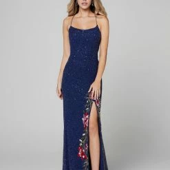 In Stock Primavera Couture 3427 Size 4, 10 Royal Blue Sequin Beaded Prom Dress Floral Slit Details 26 In Stock Primavera Couture 3427 Size 4, 10 Royal Blue Sequin Beaded Prom Dress Floral Slit Details