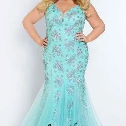 In Stock Mermaid Dresses Johnathan Kayne Sydney's Closet JK2108 Size 16 Sequin Mermaid Prom Dress Plus Sized