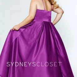 Sydney's Closet SC7301 Neon A Line Plus Size Prom Dress Evening Gown Satin Pockets SC 7301 Sydney's Closet And Tease Prom