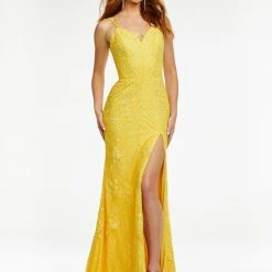 Ashleylauren Ashley Lauren 11145 Embroidered Lace Prom Dress With Corset Back