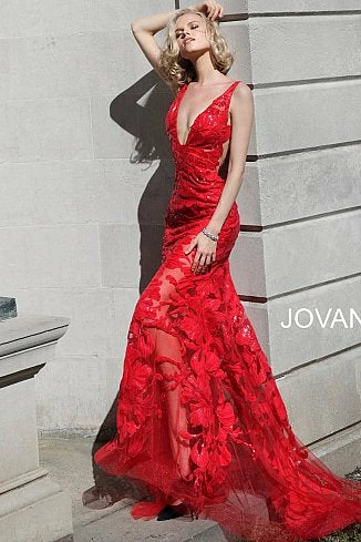 Jovani 60283 Long Floral Sheer Sequin Formal Evening Prom Dress V Neck Gown Backless Dresses 4 Jovani 60283 Long Floral Sheer Sequin Formal Evening Prom Dress V Neck Gown Backless Dresses