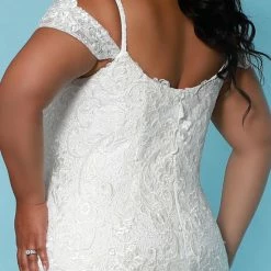 Mermaid Dresses Sydney's Closet SC5268 LaToya Wedding Dress Plus Sized Mermaid Off The Shoulder Straps SC 5268