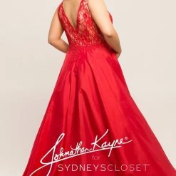 In Stock Long Sleeve Dresses Johnathan Kayne Sydney's Closet JK 2016 Size 18 Plus Size Lace Prom Dress Evening Gown