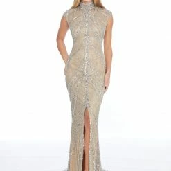 Ashleylauren Ashley Lauren 1624 High Neckline Beaded Fitted Prom Dress Sequins Evening Gown Sequin Dresses