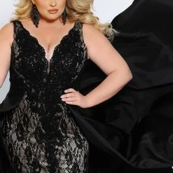 In Stock Long Sleeve Dresses Johnathan Kayne Sydney's Closet JK 2016 Size 18 Plus Size Lace Prom Dress Evening Gown