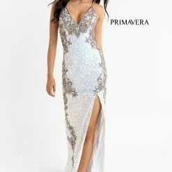In Stock Backless Dresses Primavera Couture 3211 Size 10 Black Sequin Prom Dress Pageant Gown Evening Formal Wear Side Slit 36 In Stock Backless Dresses Primavera Couture 3211 Size 10 Black Sequin Prom Dress Pageant Gown Evening Formal Wear Side Slit