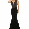In Stock Mermaid Dresses Johnathan Kayne 9019 Size 16 Fitted Velvet Mermaid Pageant Dress Plunging Neck Crystal Bodice