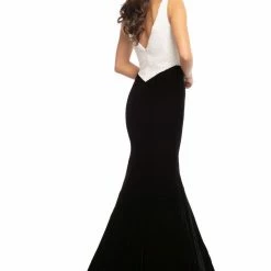 In Stock Mermaid Dresses Johnathan Kayne 9019 Size 16 Fitted Velvet Mermaid Pageant Dress Plunging Neck Crystal Bodice