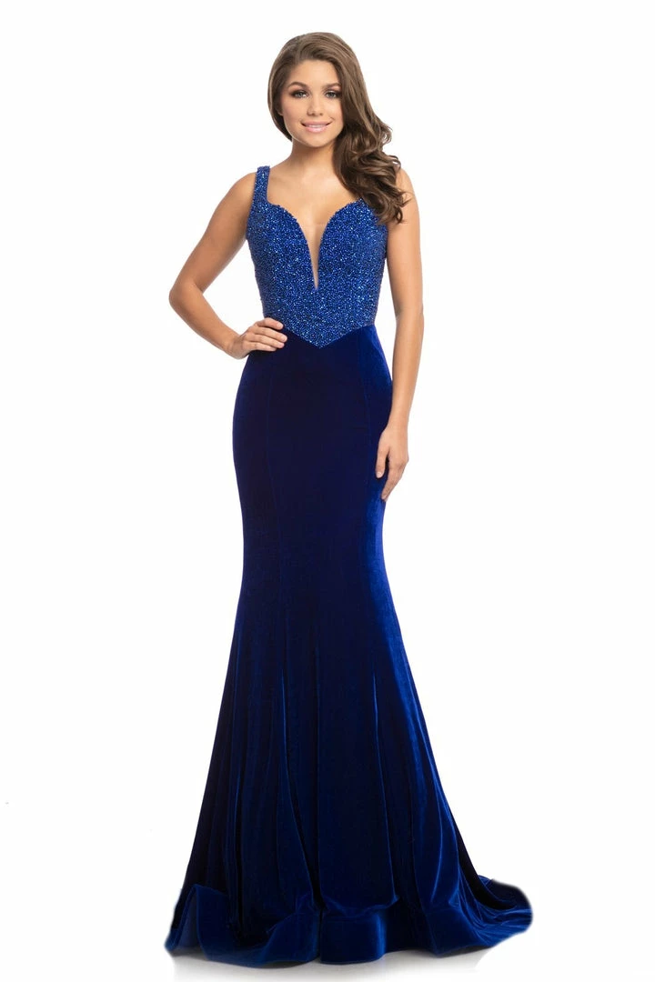 Discontinued Johnathan Kayne 9019 Fitted Velvet Mermaid Pageant Dress Plunging Neck Crystal Bodice Long Sleeve Dresses 3 Discontinued Johnathan Kayne 9019 Fitted Velvet Mermaid Pageant Dress Plunging Neck Crystal Bodice Long Sleeve Dresses