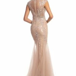 Johnathan Kayne 9039 Illusion Lace Prom Dress Cap Sleeve Mermaid Evening Dress Mermaid Dresses