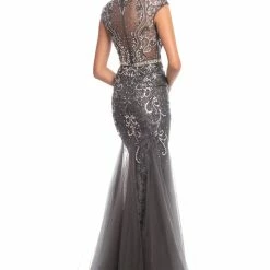 Johnathan Kayne 9039 Illusion Lace Prom Dress Cap Sleeve Mermaid Evening Dress Mermaid Dresses