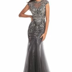 Ballgown Dresses Johnathan Kayne 9039 Illusion Lace Prom Dress Cap Sleeve Mermaid Evening Dress