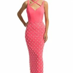 In Stock Johnathan Kayne 9064 V Neck Sheath Formal Dress V Neckline Size 4, 12