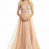 In Stock Johnathan Kayne 9066 Size 12 Rose Gold Halter Prom Dress Formal Pageant Gown