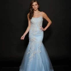 Nina Canacci 9120 Long Shimmer Lace Mermaid Prom Dress Pageant Gown Backless Corset