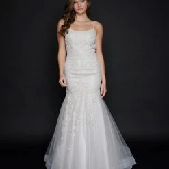 Nina Canacci 9120 Long Shimmer Lace Mermaid Prom Dress Pageant Gown Backless Corset