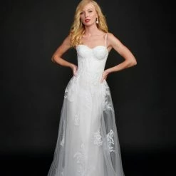 Nina Canacci 9132 Long Glitter Prom Pageant Gown Pearl Corset Dress Formal Dress