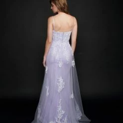 In Stock Nina Canacci 9132 Size 4, 6 Lilac Long Glitter Prom Pageant Gown Pearl Corset Dress Formal Dress