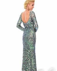 In Stock Lux Gal Style 9133 Size 12 Long Sleeve Sequin Formal Sheer Prom Dress Pageant Long Sleeve Dresses