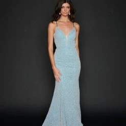 In Stock Nina Canacci 9136 Long Mermaid Prom Dress Plunging Neckline Pageant Gown Size 0, 8
