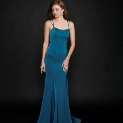 In Stock Nina Canacci 9142 Long Mermaid Prom Dress Scoop Neckline Pageant Gown Lace Up Tie Back Corset Dresses