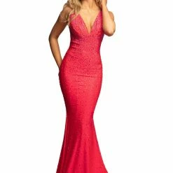 In Stock Mermaid Dresses Johnathan Kayne 9213 Size 8, 10 Red Crystal Embellished Long Fitted Prom Dress Evening Gown 33 In Stock Mermaid Dresses Johnathan Kayne 9213 Size 8, 10 Red Crystal Embellished Long Fitted Prom Dress Evening Gown
