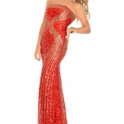 In Stock Precious Formals 9355 Size 6 Sequin Pageant Prom Dress Strapless Fitted Mermaid Dresses