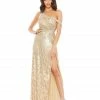 Mac Duggal 93802 Long Fitted Sequin Off The Shoulder Dress Pageant Prom Gown Sequin Dresses