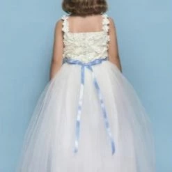 Rosebuds 5131 Long Ballgown Flower Girl Dress 3D Floral Appliques Ballgown Dresses