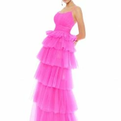 In Stock Ashley Lauren 1744 Blush Prom Dress Size 2 Ruffle Tiered Skirt Evening Gown