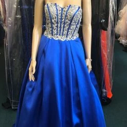 In Stock Jovani JVN59137 Size 2, 10 Royal Prom Dress Crystal Ballgown Satin Ballgown Dresses